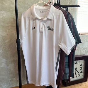 Men’s white Aggie Under Armour Polo
